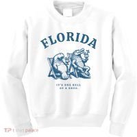 Florida ItS One Hell Of A Drug Funny Crocodile And Manatees Kids Sweatshirt thumb 0