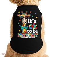 Funny ItS Ok To Be Different Autism Awareness Giraffe Doggie Tank thumb 0