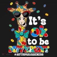 Funny ItS Ok To Be Different Autism Awareness Giraffe Doggie Tank thumb 4