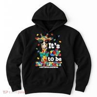 Funny ItS Ok To Be Different Autism Awareness Giraffe Hoodie thumb 0
