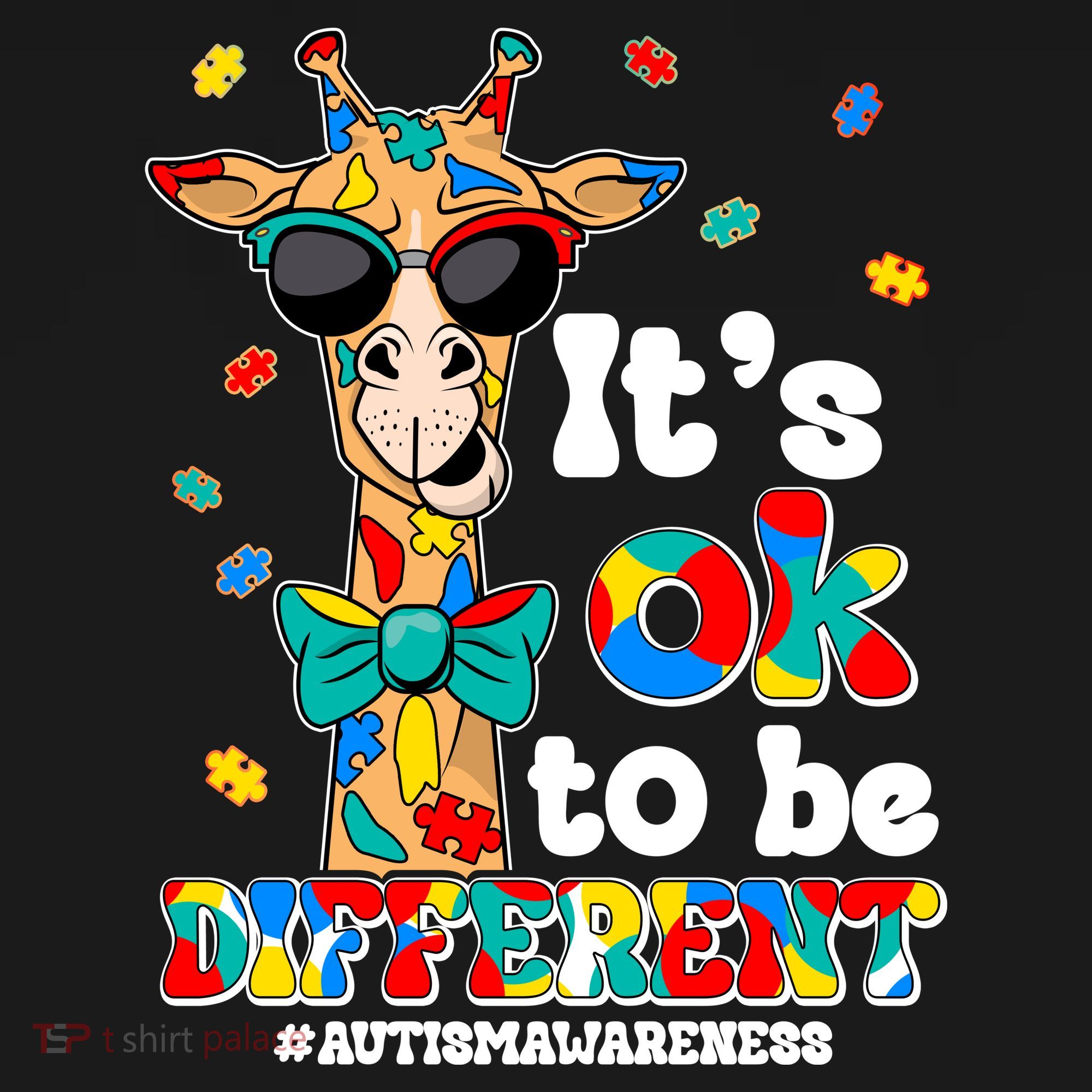 Funny ItS Ok To Be Different Autism Awareness Giraffe Bucket Hat