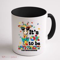 Funny ItS Ok To Be Different Autism Awareness Giraffe Coffee Mug thumb 1
