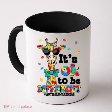 Funny ItS Ok To Be Different Autism Awareness Giraffe Coffee Mug