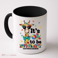 Funny ItS Ok To Be Different Autism Awareness Giraffe Coffee Mug thumb 0