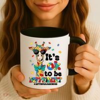 Funny ItS Ok To Be Different Autism Awareness Giraffe Coffee Mug thumb 3