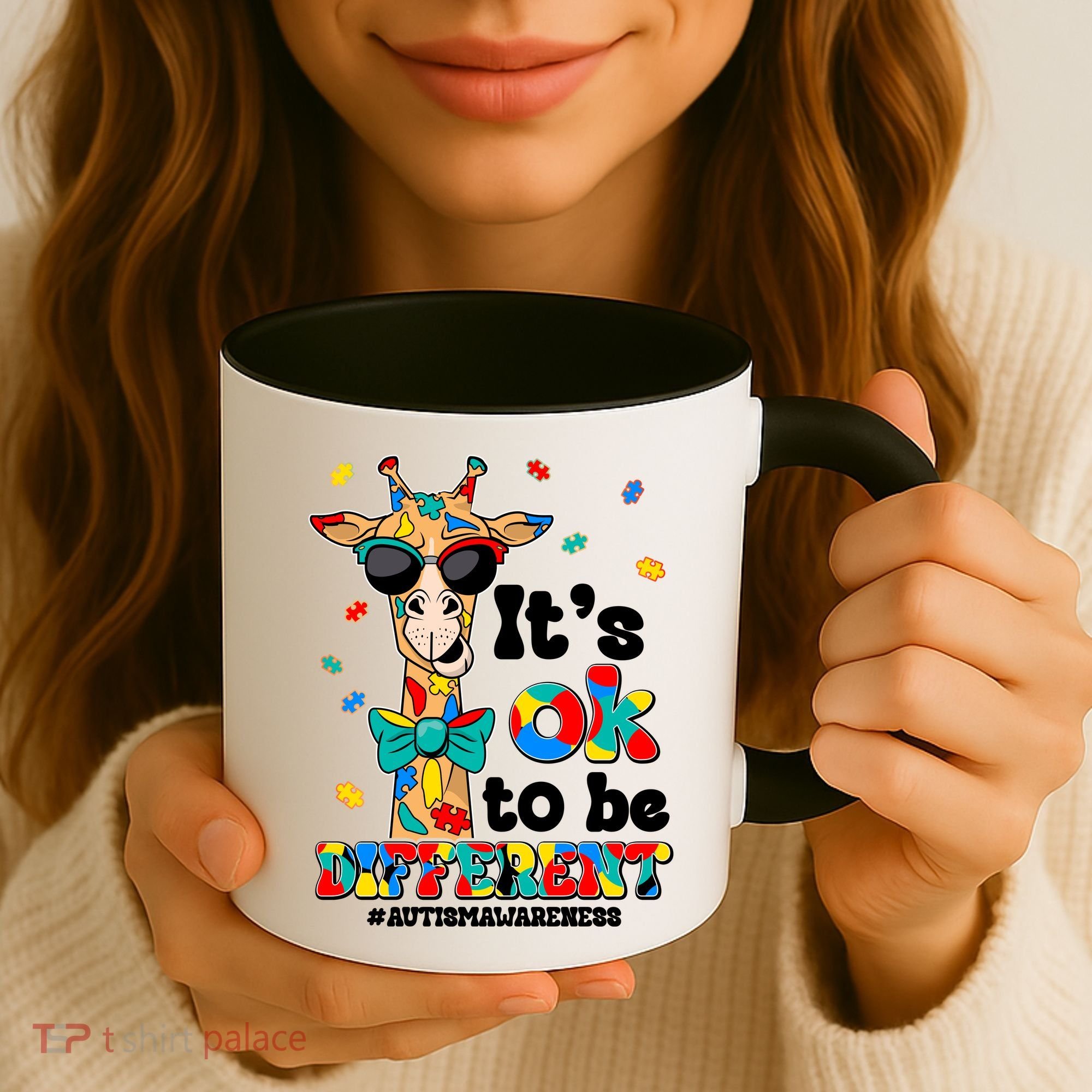 Funny ItS Ok To Be Different Autism Awareness Giraffe Coffee Mug