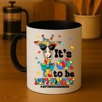 Funny ItS Ok To Be Different Autism Awareness Giraffe Coffee Mug thumb 4
