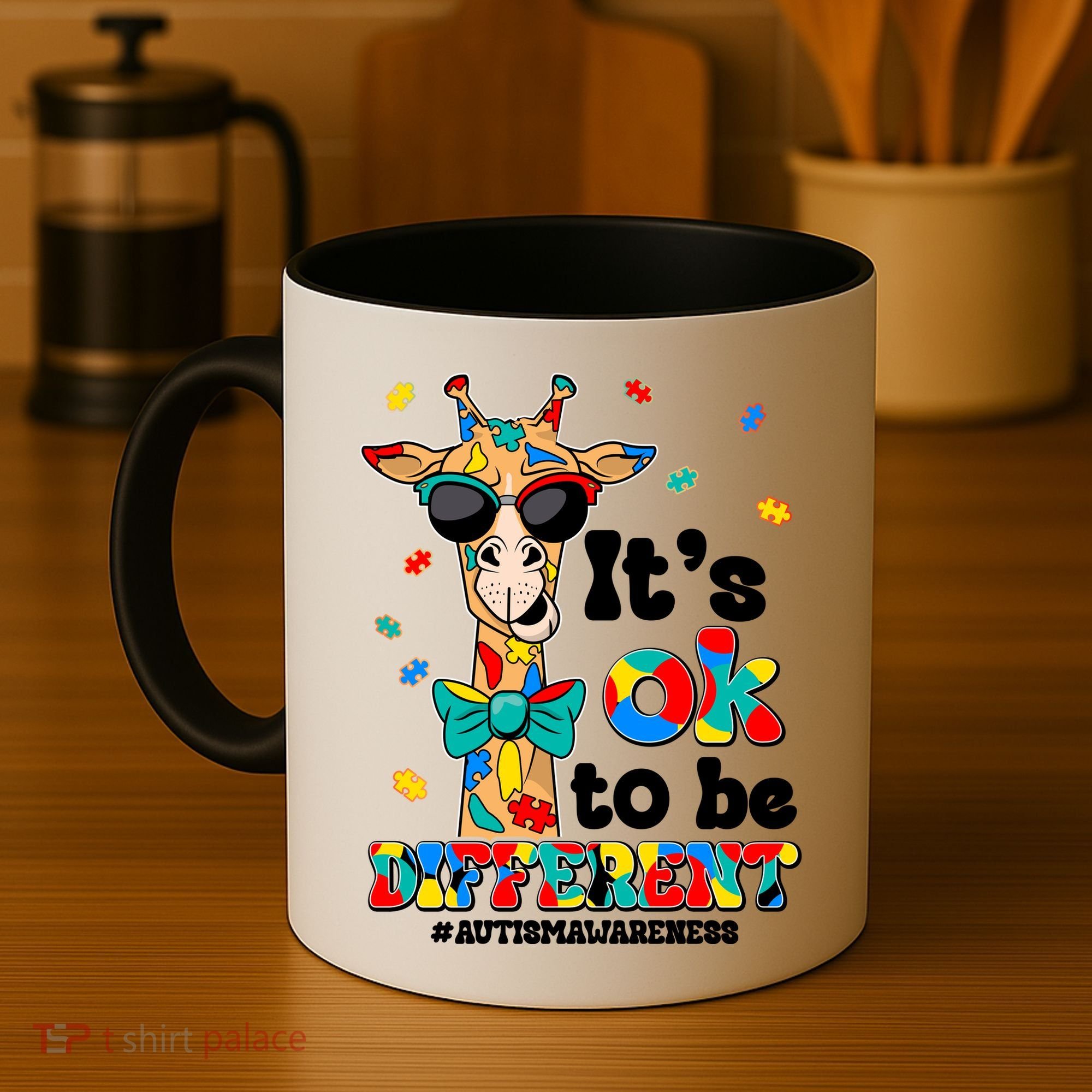 Funny ItS Ok To Be Different Autism Awareness Giraffe Coffee Mug