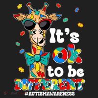Funny ItS Ok To Be Different Autism Awareness Giraffe Beanie thumb 2