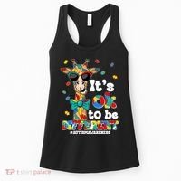 Funny ItS Ok To Be Different Autism Awareness Giraffe Women's Tank Top thumb 0