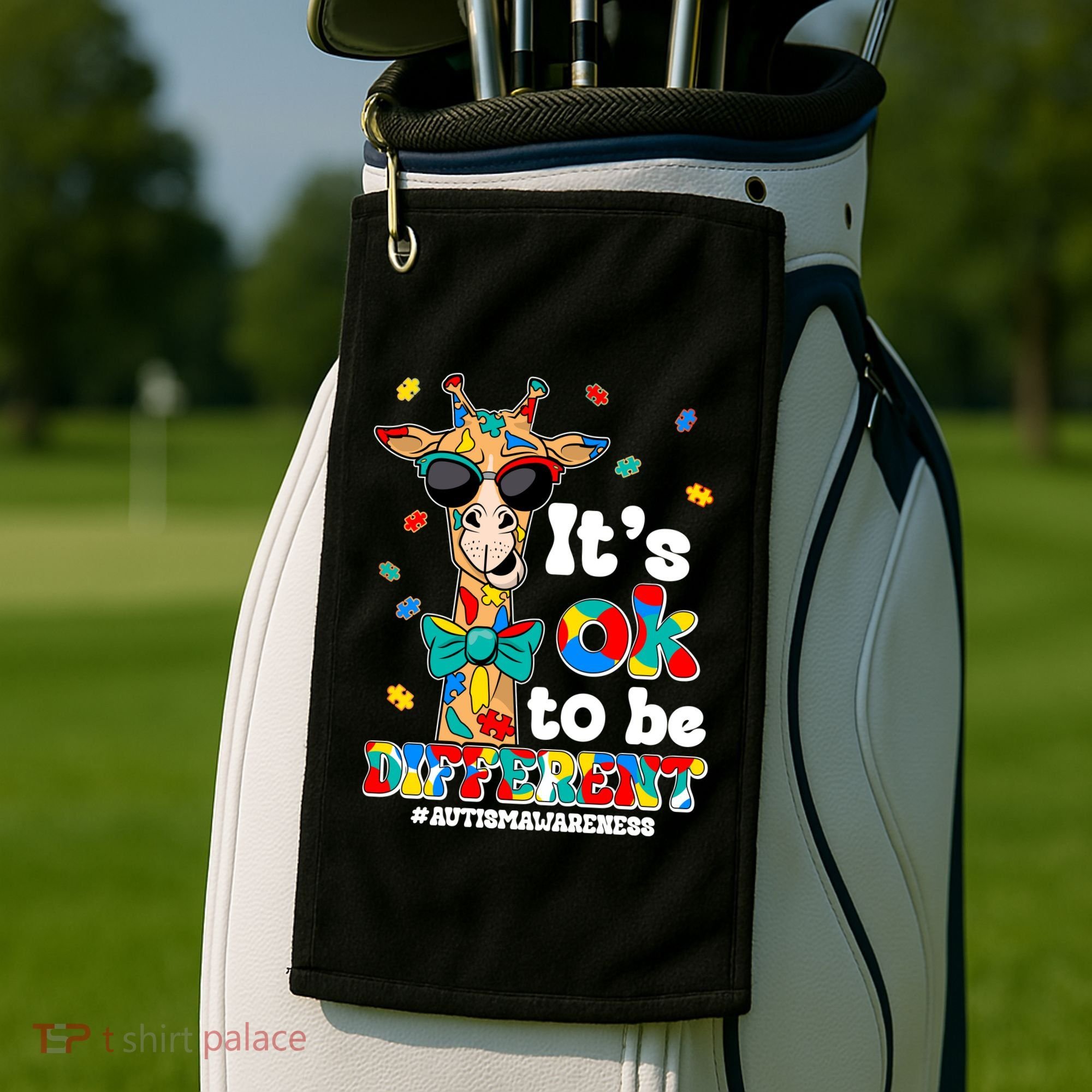 Funny ItS Ok To Be Different Autism Awareness Giraffe Golf Towel