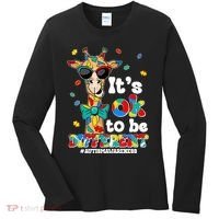 Funny ItS Ok To Be Different Autism Awareness Giraffe Women's Long Sleeve Shirt thumb 0