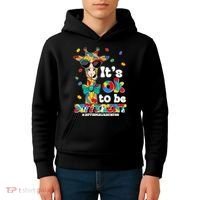 Funny ItS Ok To Be Different Autism Awareness Giraffe Kids Hoodie thumb 4