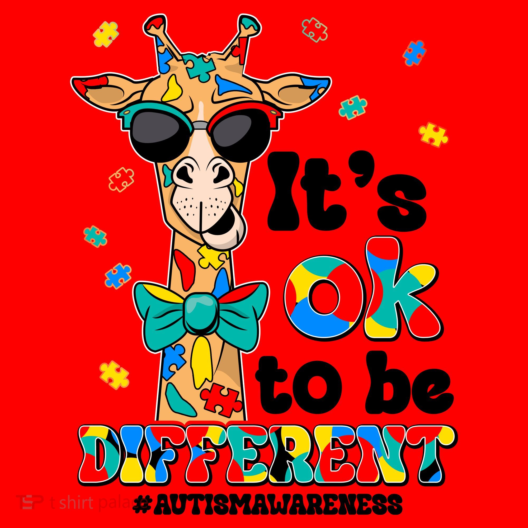 Funny ItS Ok To Be Different Autism Awareness Giraffe Santa Hat