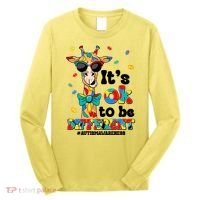 Funny ItS Ok To Be Different Autism Awareness Giraffe Long Sleeve Shirt thumb 0