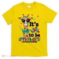 Funny ItS Ok To Be Different Autism Awareness Giraffe T-Shirt thumb 0