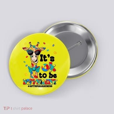 Funny ItS Ok To Be Different Autism Awareness Giraffe Button