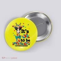 Funny ItS Ok To Be Different Autism Awareness Giraffe Button thumb 0