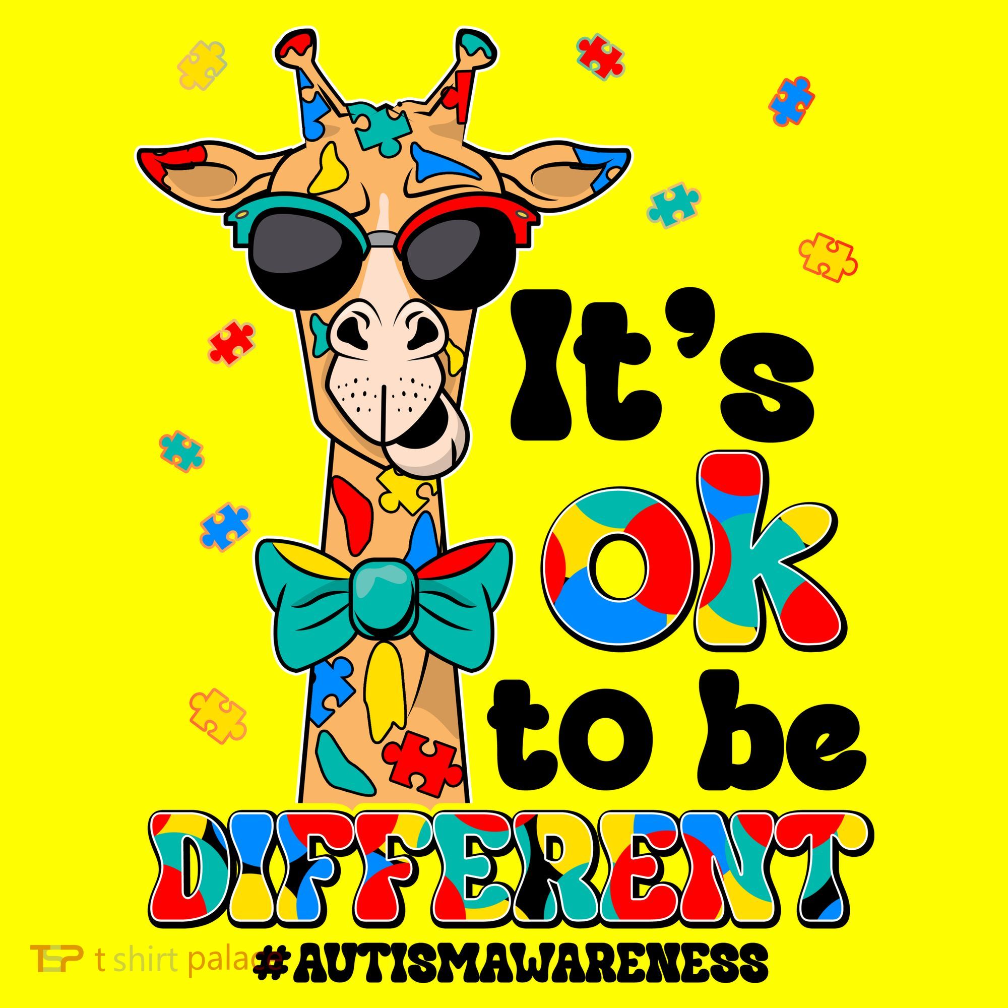Funny ItS Ok To Be Different Autism Awareness Giraffe Button