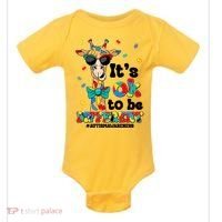 Funny ItS Ok To Be Different Autism Awareness Giraffe Baby Bodysuit thumb 0