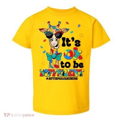 Funny ItS Ok To Be Different Autism Awareness Giraffe Toddler T-Shirt