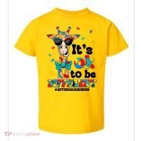 Funny ItS Ok To Be Different Autism Awareness Giraffe Toddler T-Shirt thumb 0