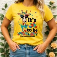 Funny ItS Ok To Be Different Autism Awareness Giraffe Women's T-Shirt thumb 2
