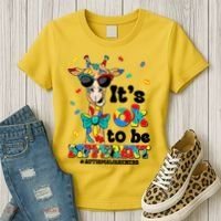 Funny ItS Ok To Be Different Autism Awareness Giraffe Women's T-Shirt thumb 3