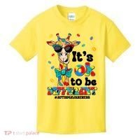 Funny ItS Ok To Be Different Autism Awareness Giraffe Kids T-Shirt thumb 0