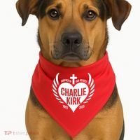 Forever In Our Hearts Charlie Kirk 1993 2025 USA-Made Doggie Bandana thumb 1