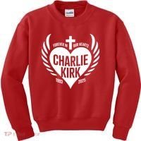 Forever In Our Hearts Charlie Kirk 1993 2025 Kids Sweatshirt thumb 0