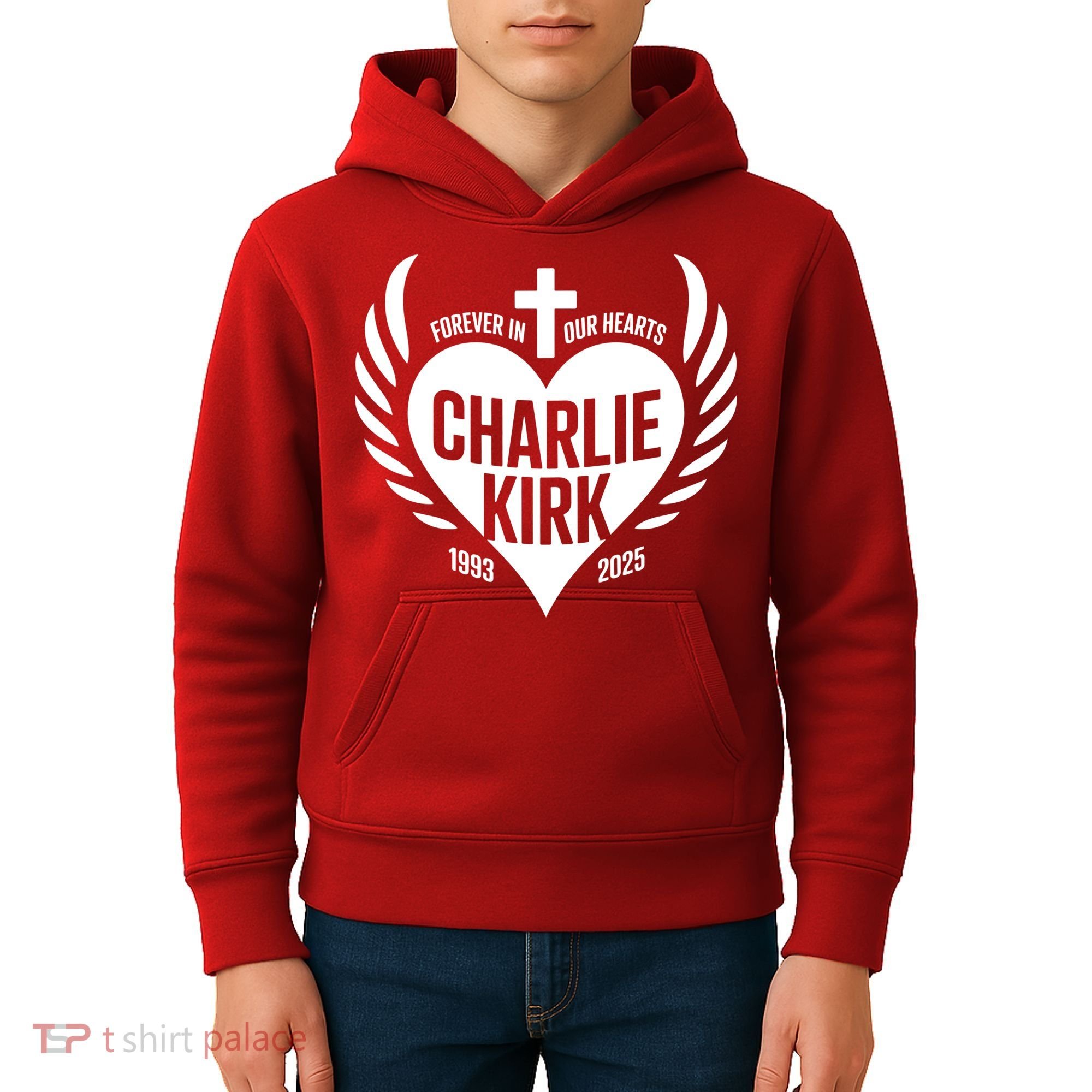 Forever In Our Hearts Charlie Kirk 1993 2025 Kids Hoodie