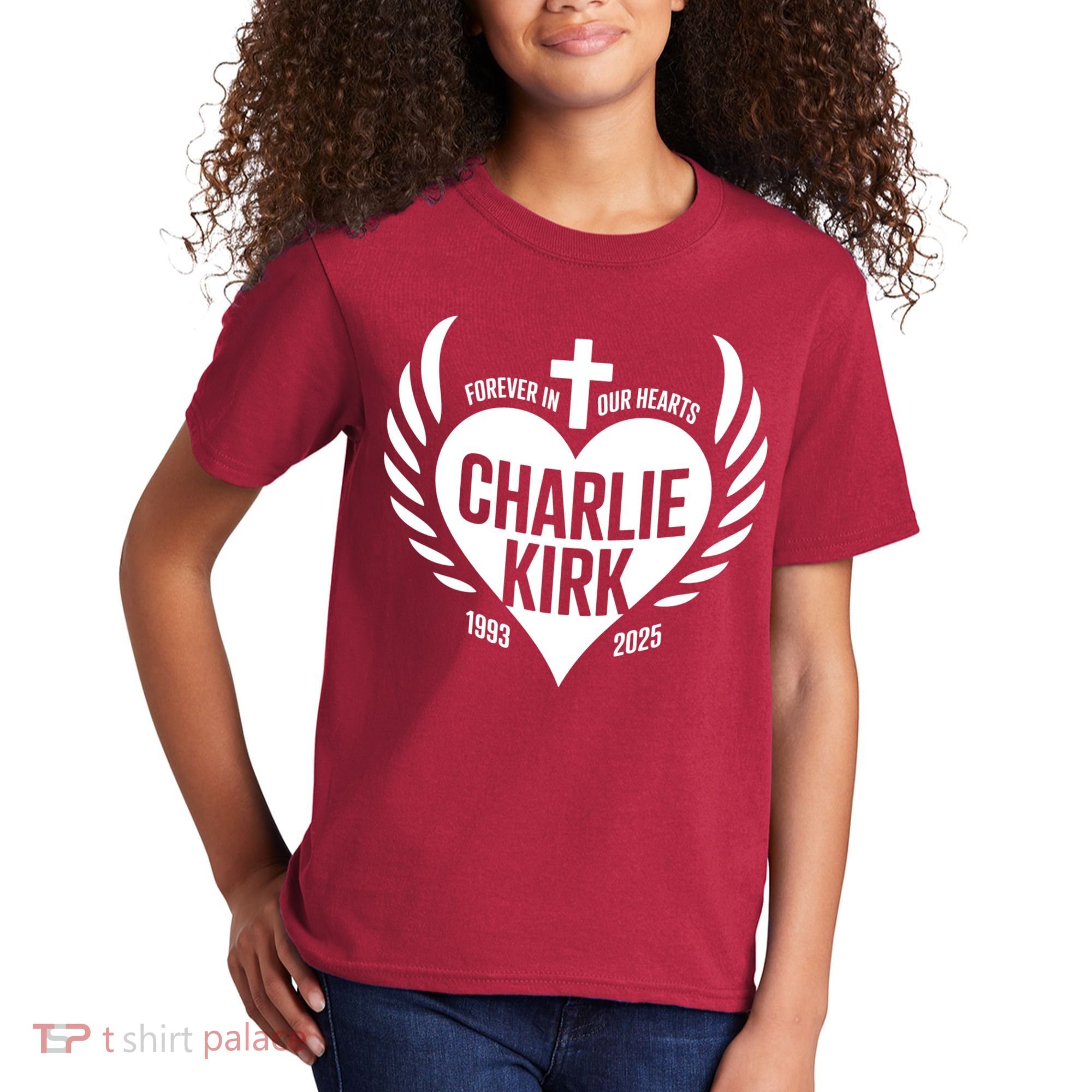 Forever In Our Hearts Charlie Kirk 1993 2025 Kids T-Shirt