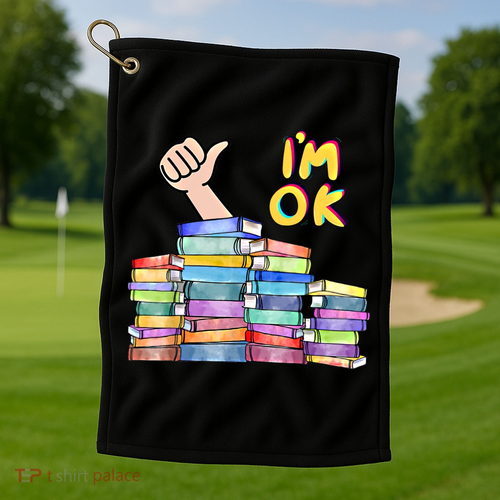 Funny I'm Ok Reading Books Nerd National Book Day Lover Gift Golf Towel