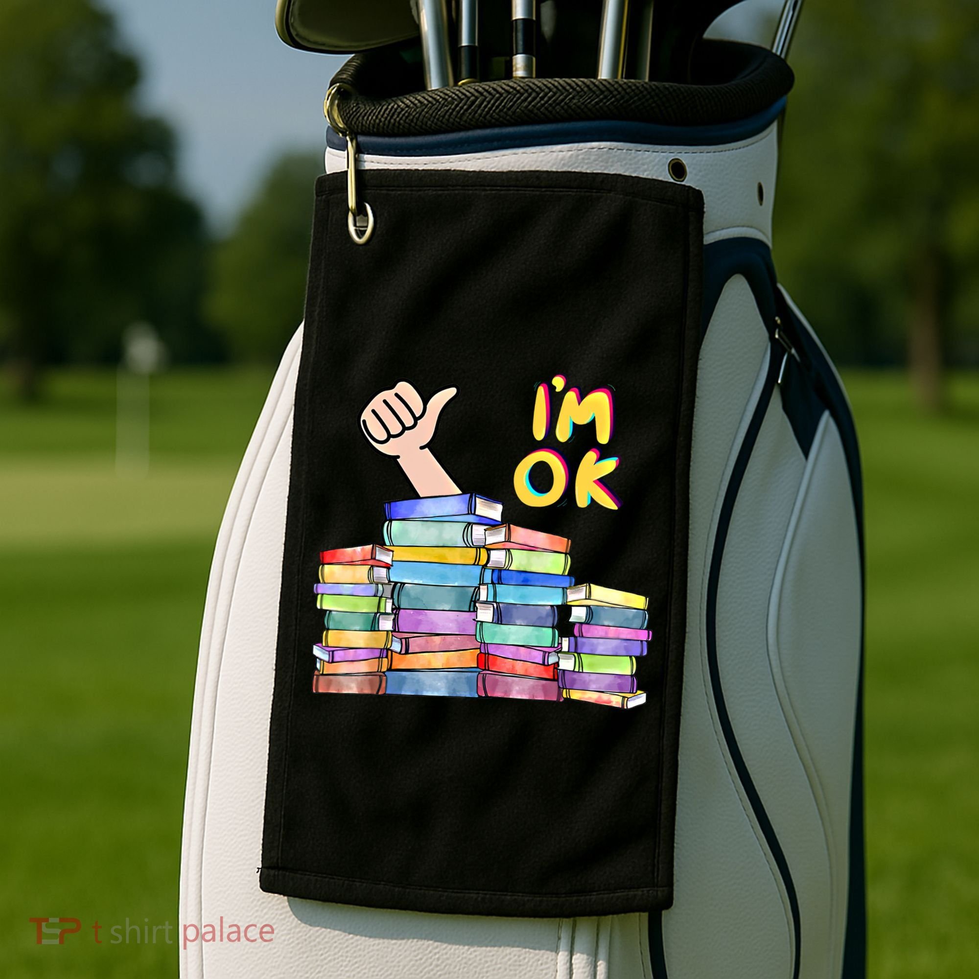 Funny I'm Ok Reading Books Nerd National Book Day Lover Gift Golf Towel