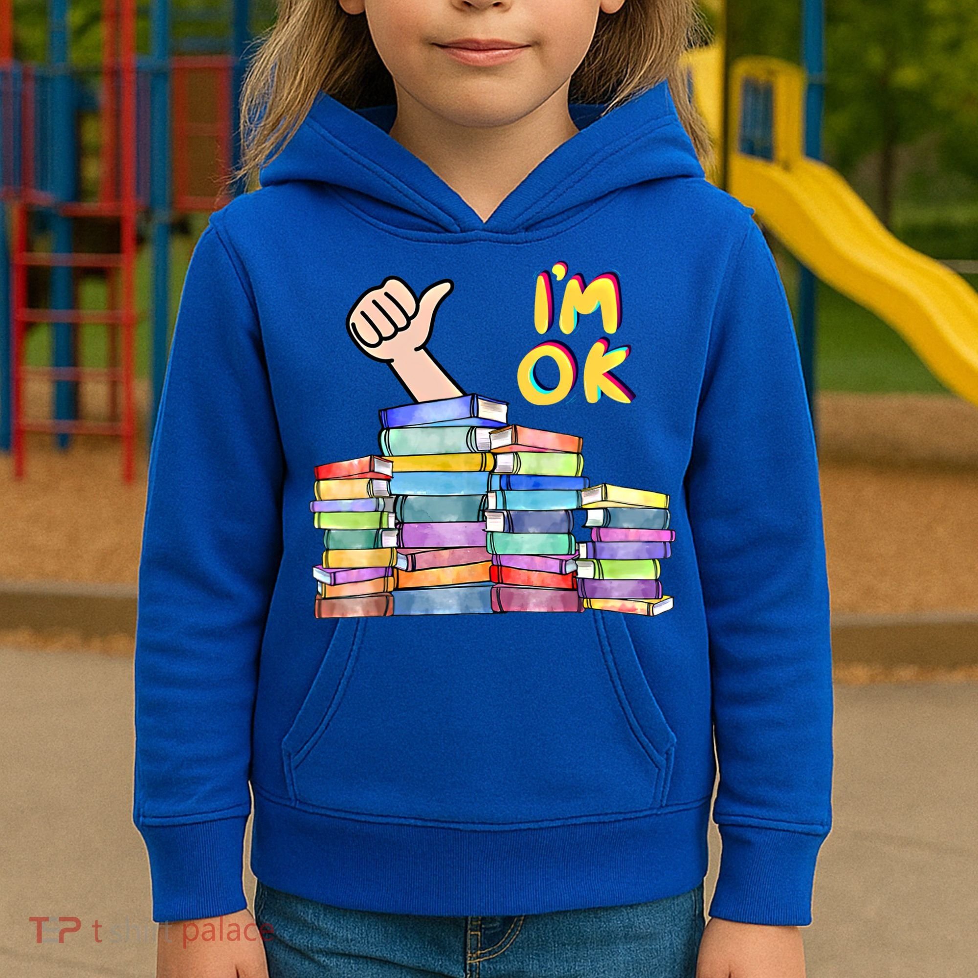 Funny I'm Ok Reading Books Nerd National Book Day Lover Gift Kids Hoodie