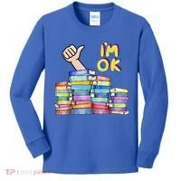 Funny I'm Ok Reading Books Nerd National Book Day Lover Gift Kids Long Sleeve Shirt thumb 0