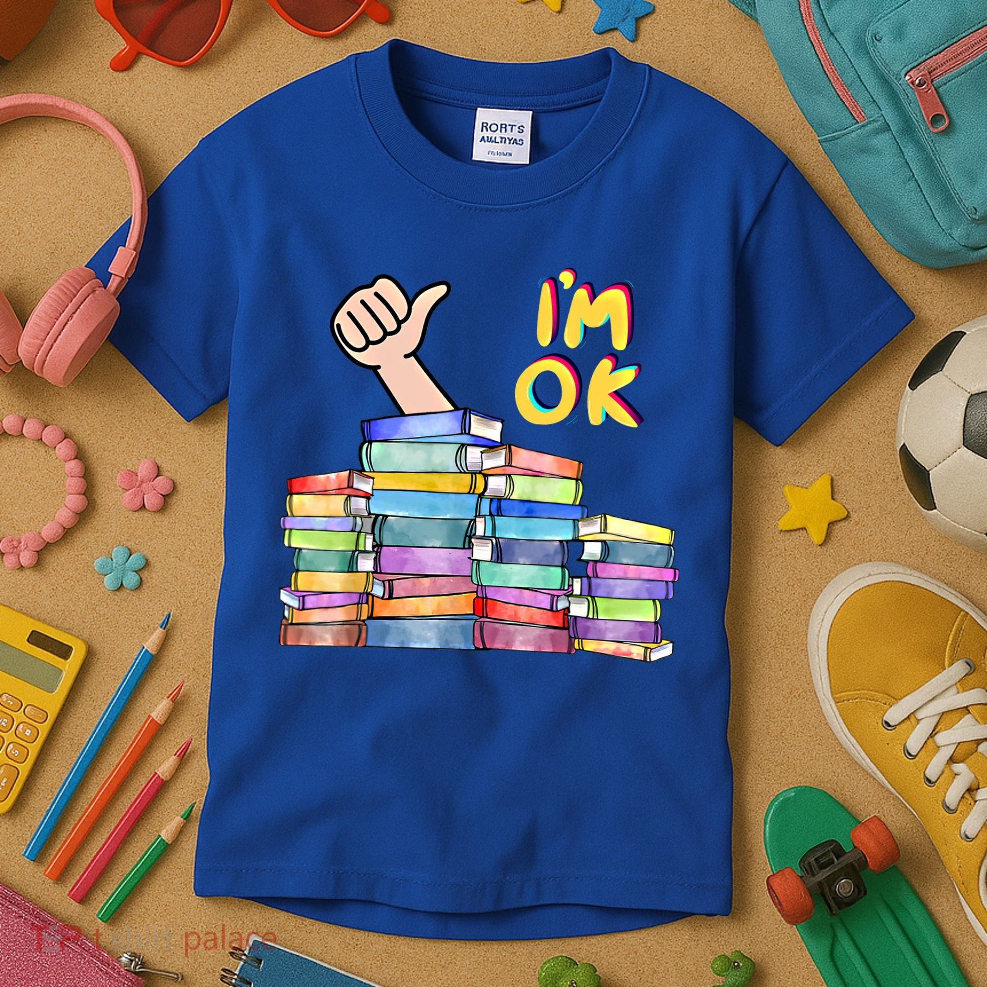 Funny I'm Ok Reading Books Nerd National Book Day Lover Gift Kids T-Shirt
