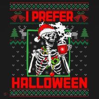 Funny I Prefer Halloween Skeleton Ugly Christmas Sweater Women's Hoodie thumb 2