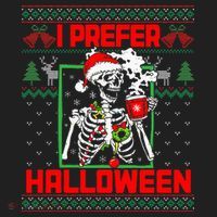 Funny I Prefer Halloween Skeleton Ugly Christmas Sweater Tumbler thumb 3