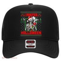 Funny I Prefer Halloween Skeleton Ugly Christmas Sweater Hat thumb 0