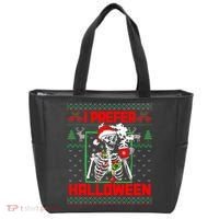 Funny I Prefer Halloween Skeleton Ugly Christmas Sweater Tote Bag thumb 0