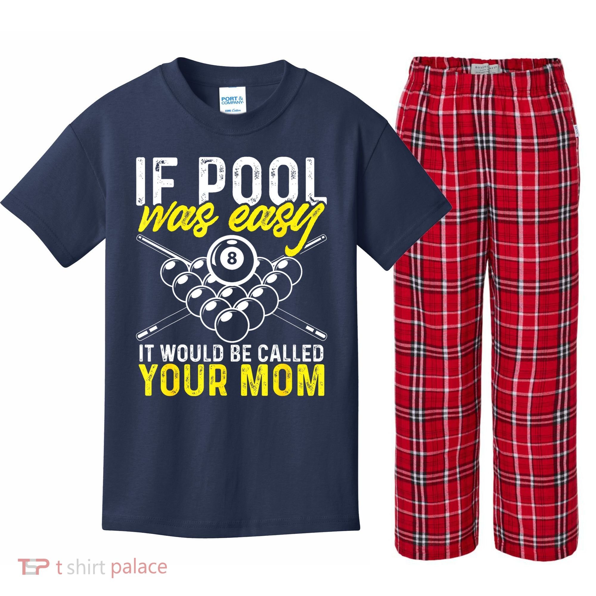 Funny If Pool Was Easy Billiard Player Gift Kids Plaid Pajama Set