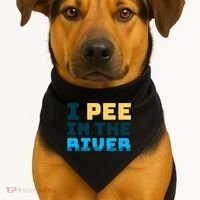 Funny I Pee In The River Summer Tubing Family Float Trip Gift USA-Made Doggie Bandana thumb 1