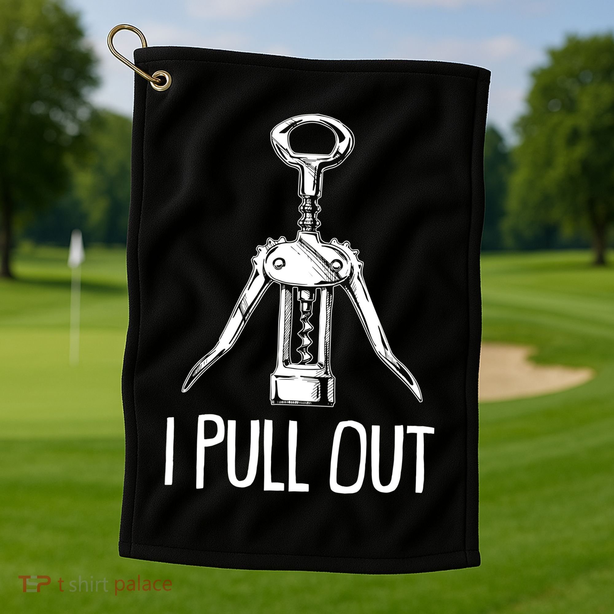 Funny I Pull Out Wine Corkscrew Golf Towel