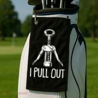 Funny I Pull Out Wine Corkscrew Golf Towel thumb 2