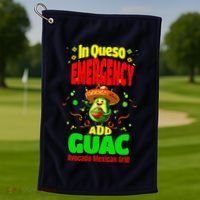 Funny In Queso Emergency Add Guac Golf Towel thumb 1
