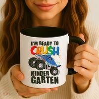 Funny I'm Ready To Crush Kindergarten Shark Monster Truck Coffee Mug thumb 3