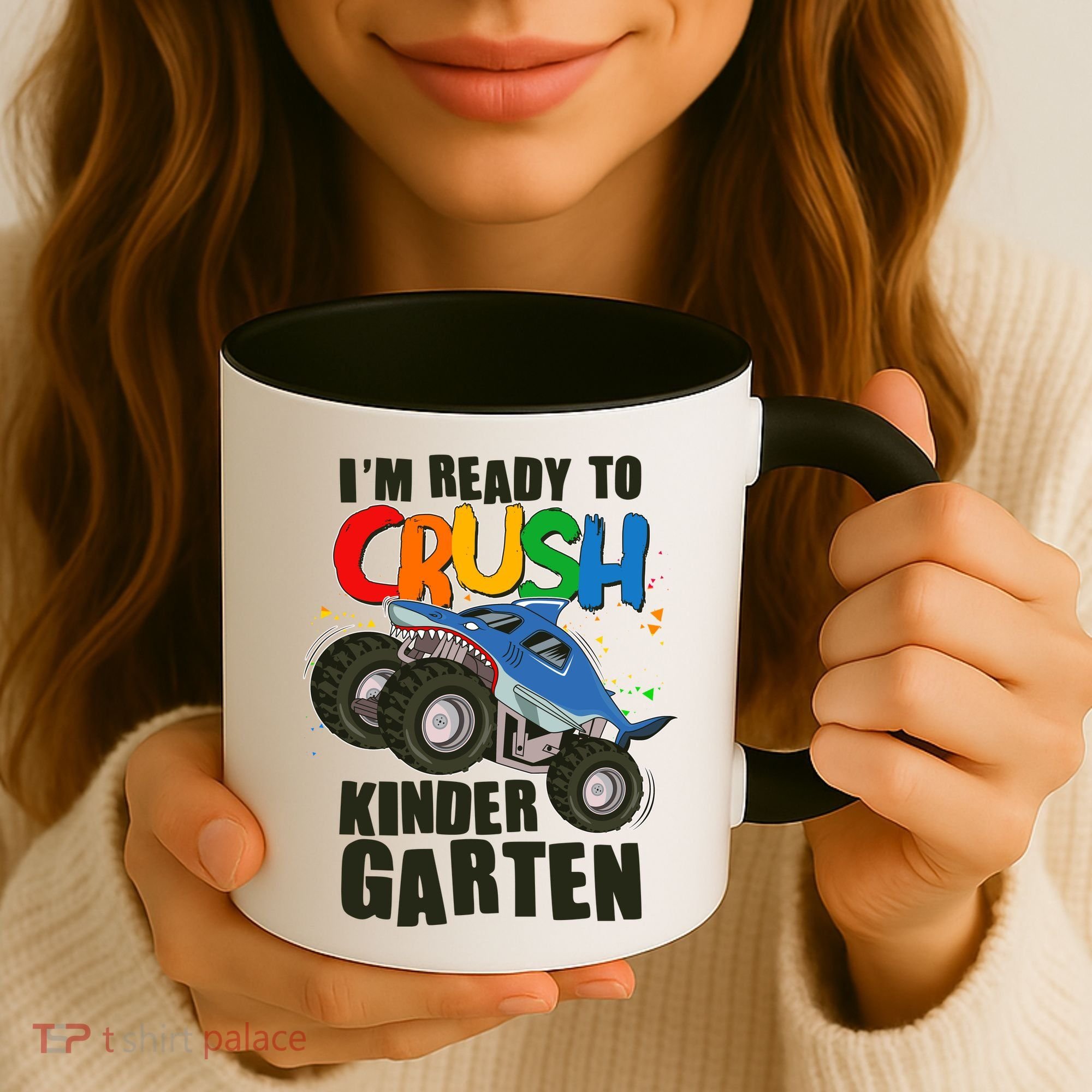 Funny I'm Ready To Crush Kindergarten Shark Monster Truck Coffee Mug