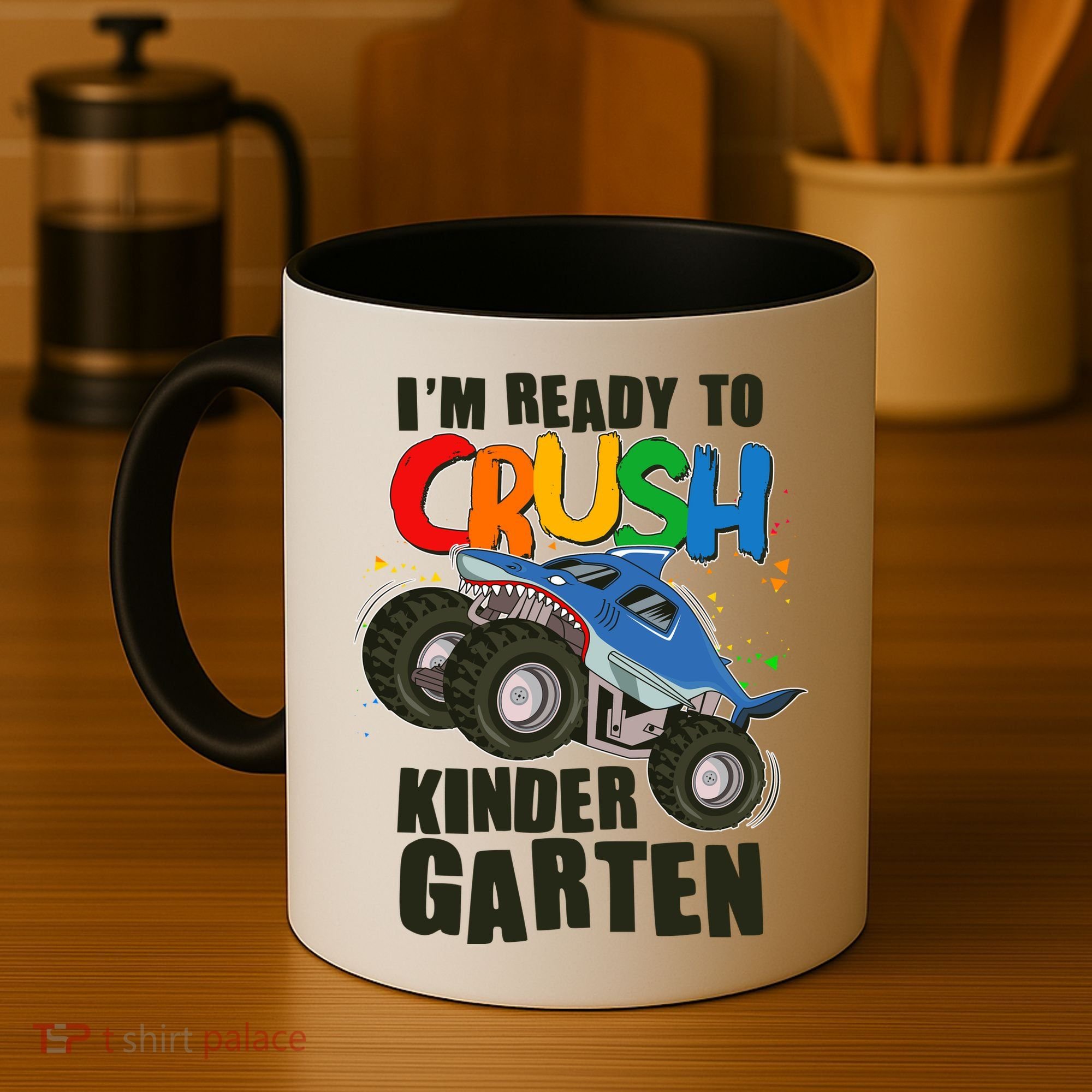 Funny I'm Ready To Crush Kindergarten Shark Monster Truck Coffee Mug